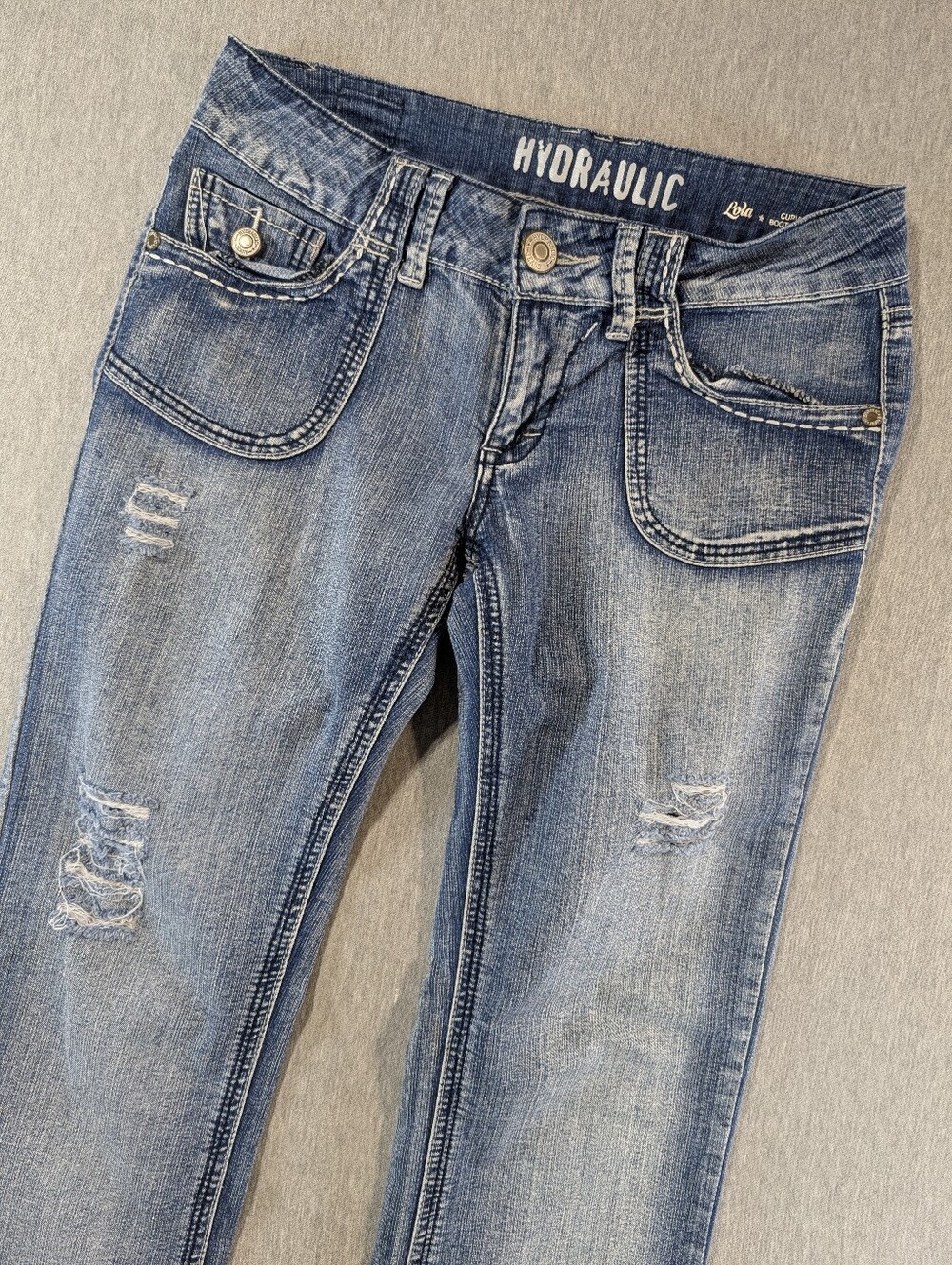Hydraulic Lola Curvy Boot Flare Jeans Women's 9/10 Faded Blue Distressed